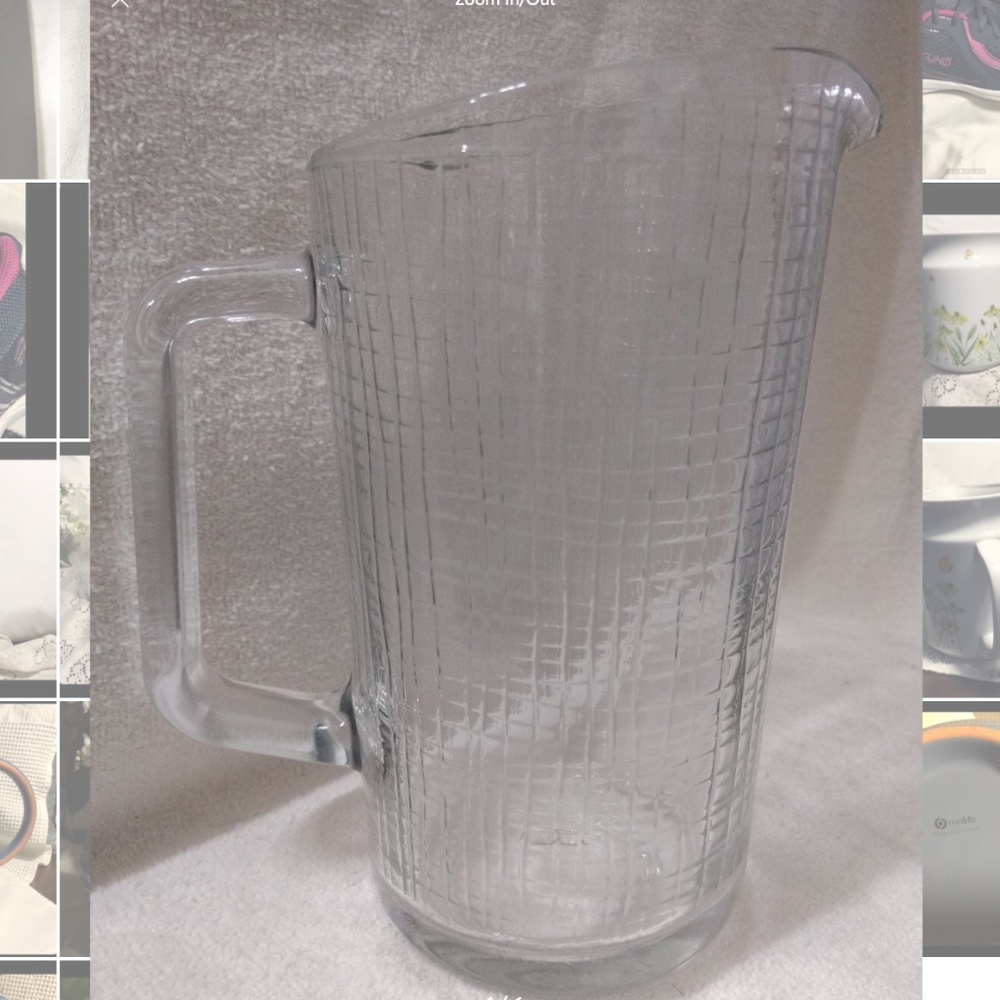 Clear Glass Basket Weave Design Water/Martini Pitcher 7.5” Tall